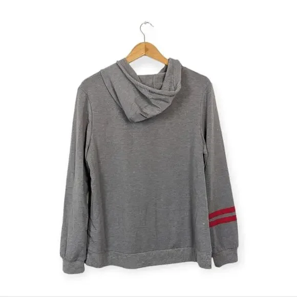 NWT Pajamagram Grey & Red Loved Pullover Hooded Sweatshirt - Picture 3 of 10